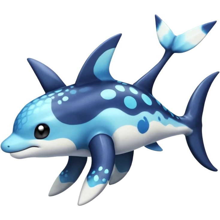 Black and white smooth glossy soft hot spotted Dialga-Orca-Vaporeon-Umbreon-Pokémon-Fakémon-fusion-hybrid-creature (full body), 4-legged,  emoji