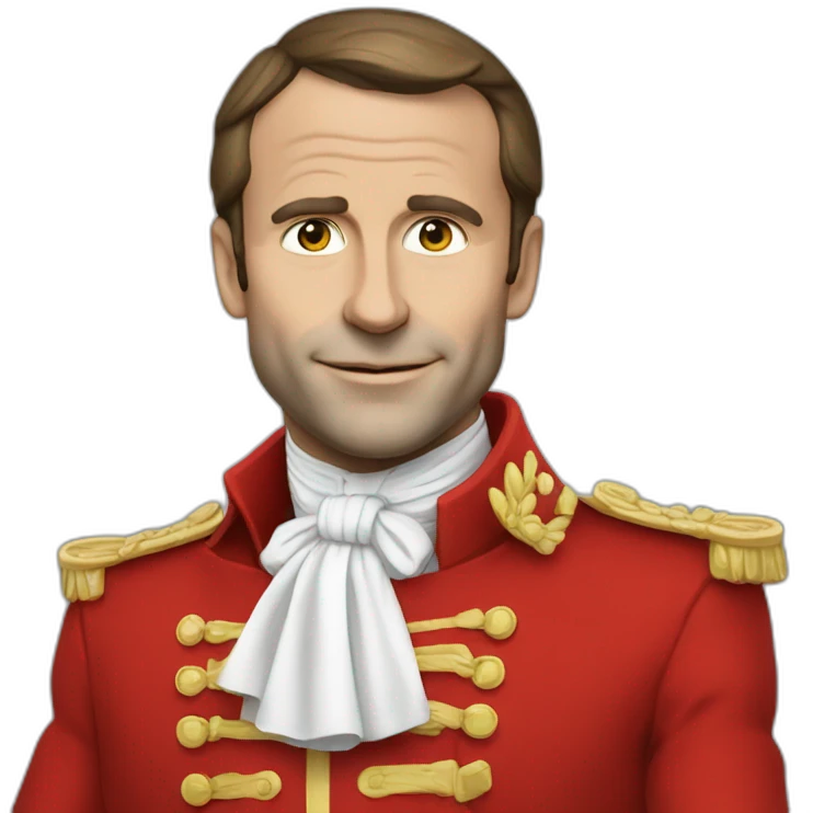 Macron avec un costume rouge emoji