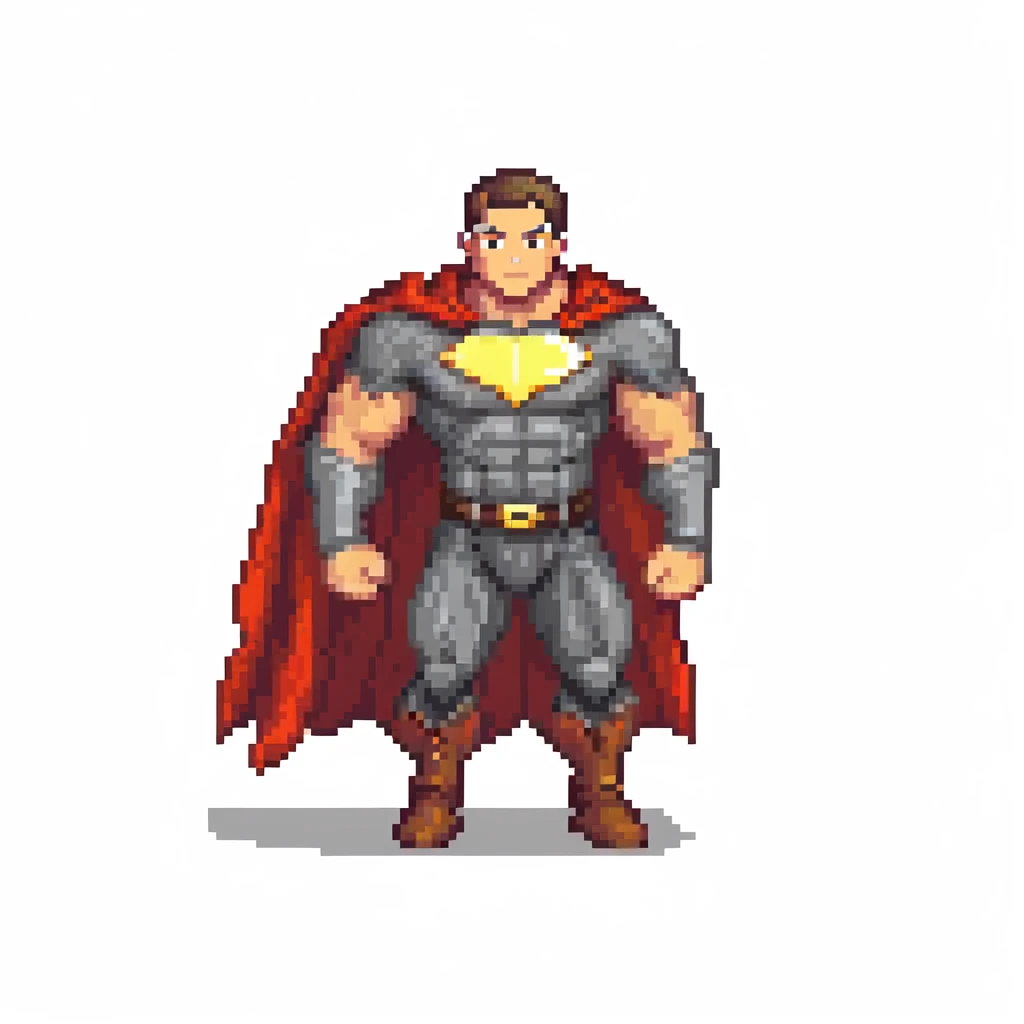 round superhuman icon with super strength, muscular hero with cape emoji