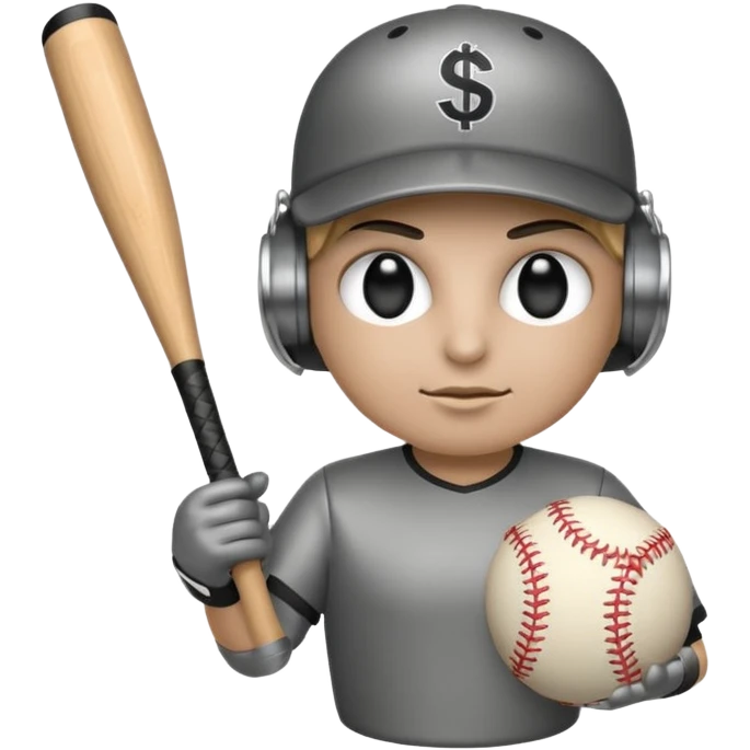 a Bomb emoji holding a baseball bat with money sign eyes emoji
