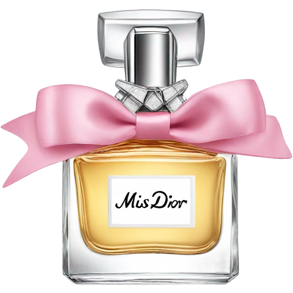 miss dior perfume bottle with a metal bow around the cap  emoji
