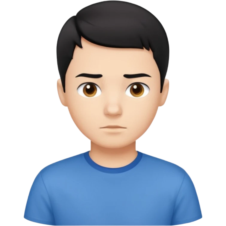 boy with short black hair, ocean air, perfectionist emoji