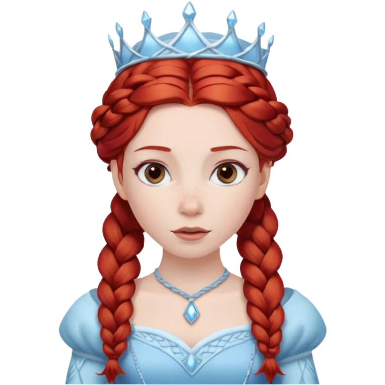 braided hair ice princess with red crown, red hair emoji