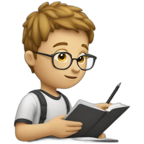 white kid taking notes emoji