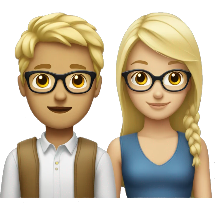 blonde girl and blonde boy with glasses emoji