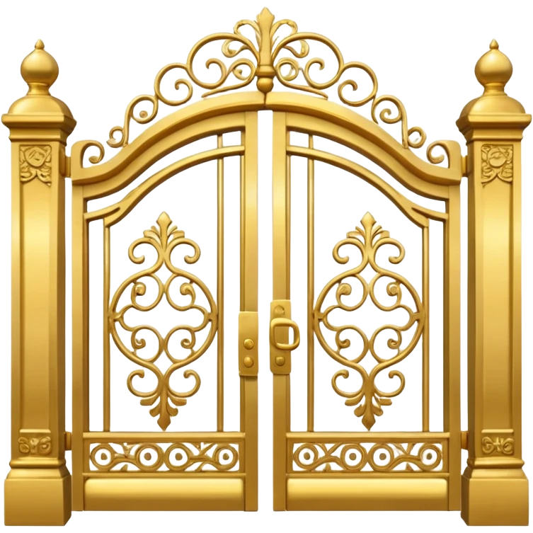 Gold gates with a large sign emoji