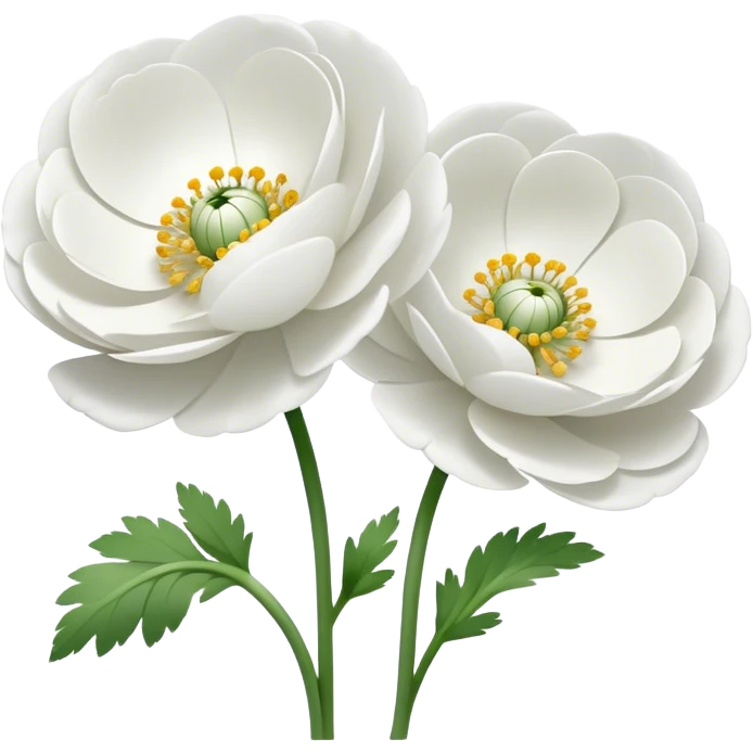 Two white Ranunculus flowers emoji