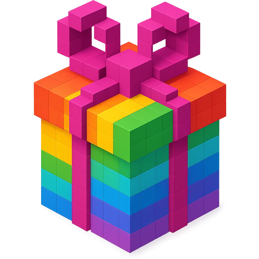 Rainbow gift emoji