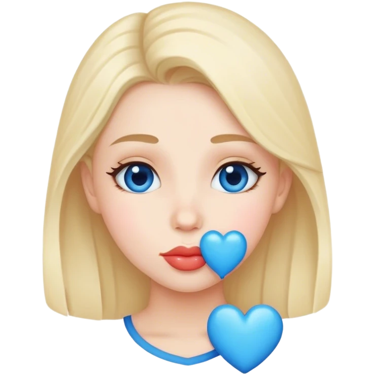kissy face blue heart emoji