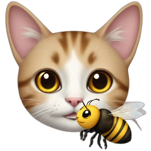 Cat on bee emoji