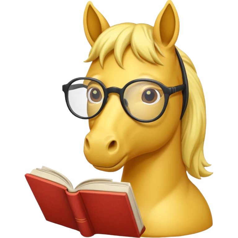 yellow horse read book with glasses emoji