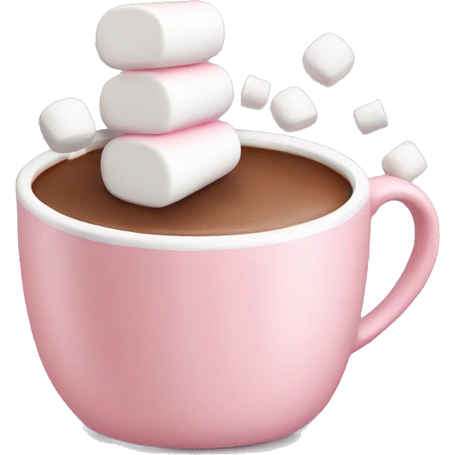 Light Pink mug of hot chocolate with marshmallows  emoji