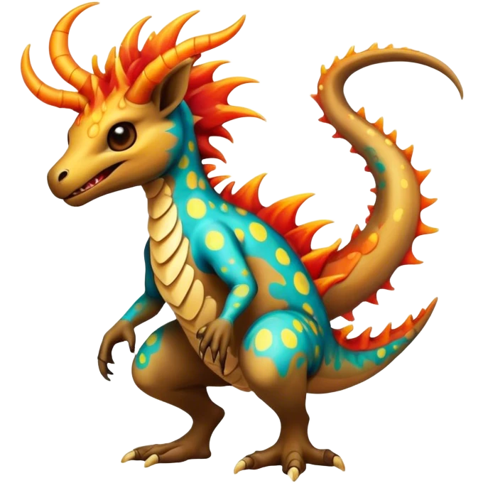 a colorful edgy vernid-fionbri-creature with splash patterns full body emoji