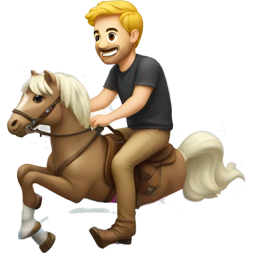 Gay guy riding a rainbow emoji