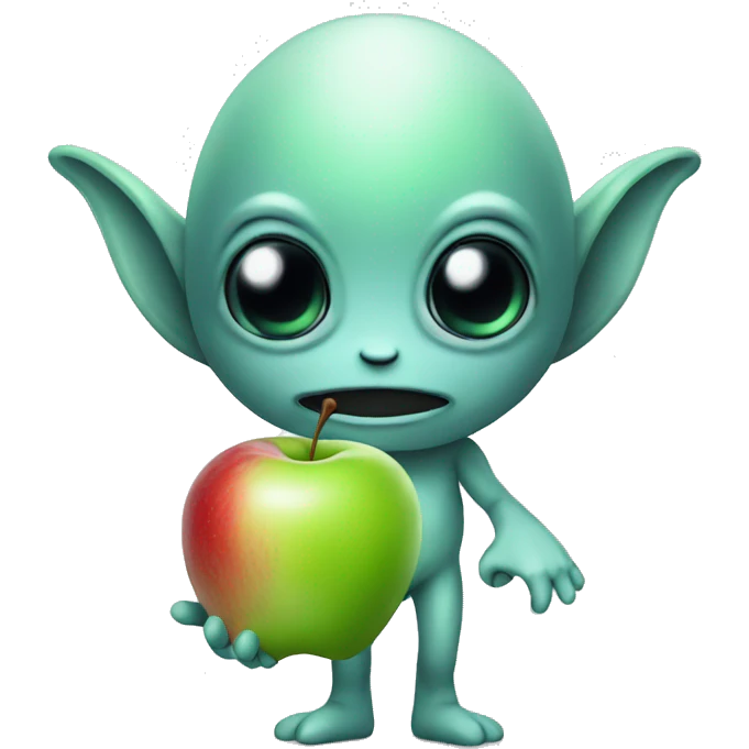 Alien with apple emoji