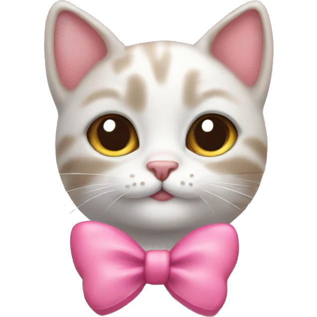 Cute cat with pink bow and hearts  emoji