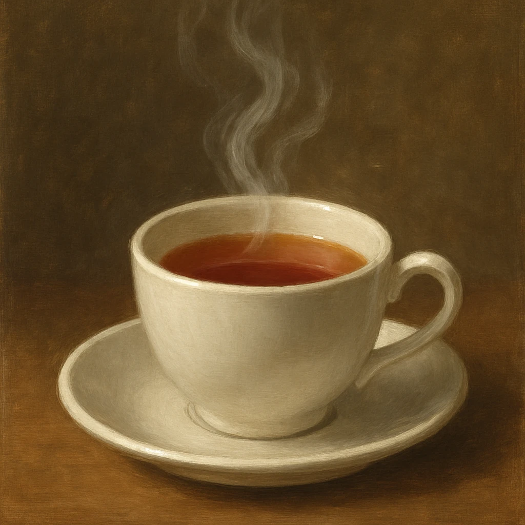 a cup of tea, simple and inviting, steam rising, in a classic style emoji