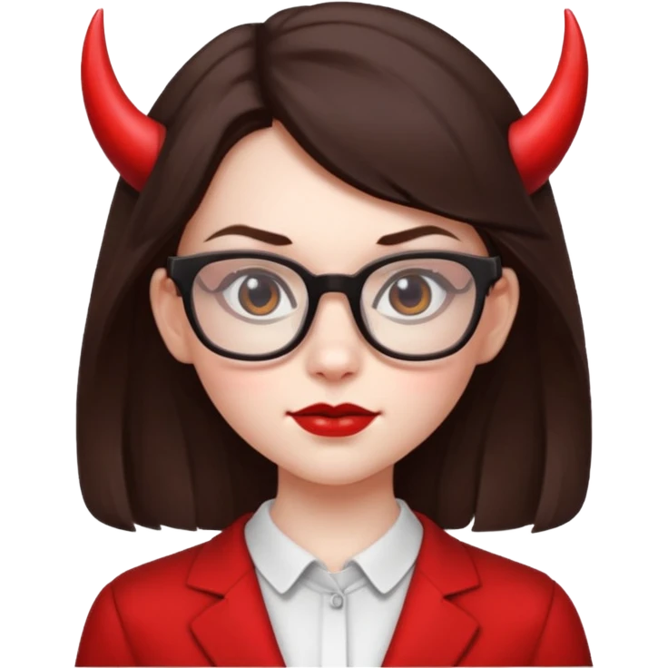 girl devil nerdy brunette with square glasses emoji