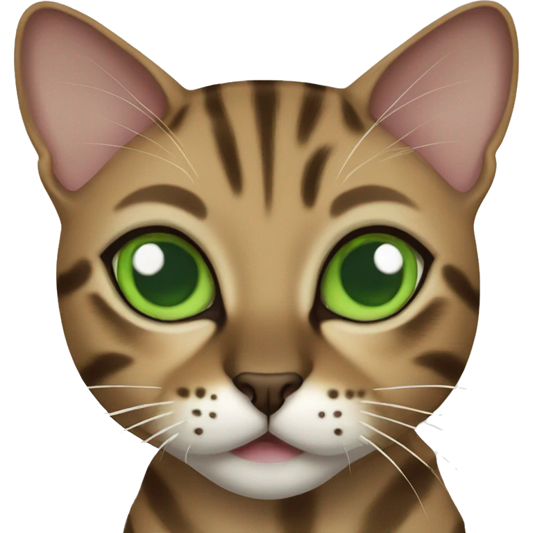 Sepia Bengal cat with Green eyes  emoji