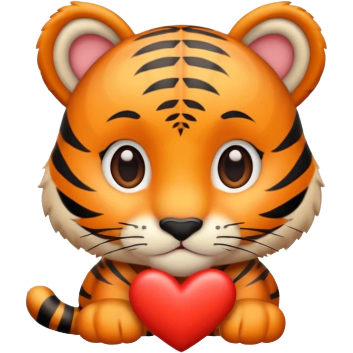 A cute little tiger with a heart emoji