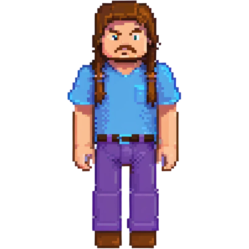 Jack Black as Minecraft Steve, blocky character with brown hair, blue shirt, and purple pants emoji