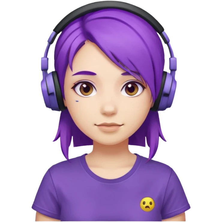 Gamer Girl with Headset + Purple Hair emoji
