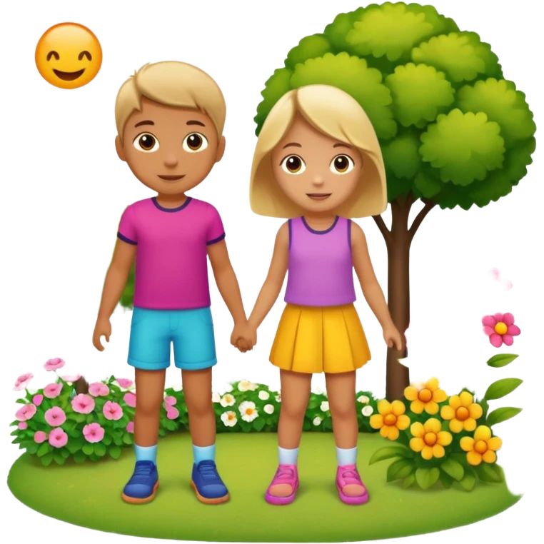 children playing in the garden emoji