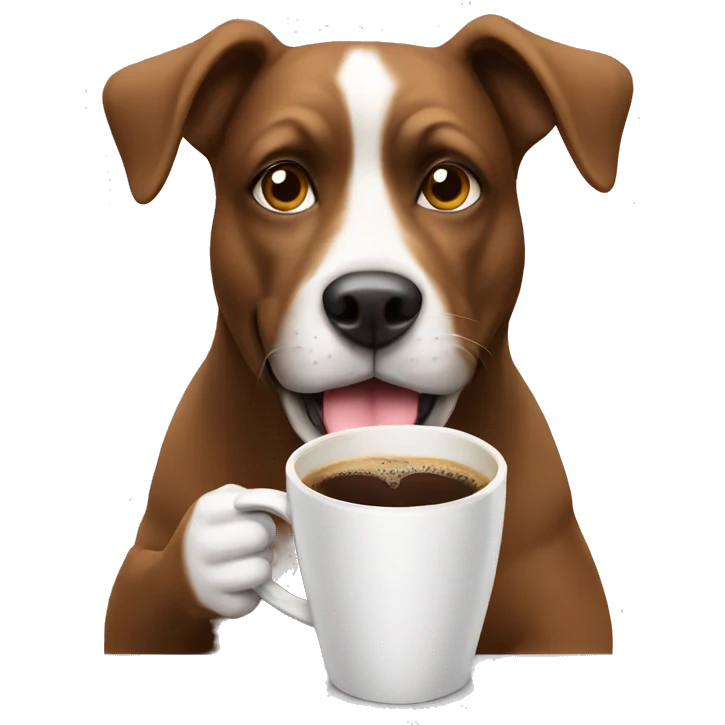 a dog drinking coffee emoji
