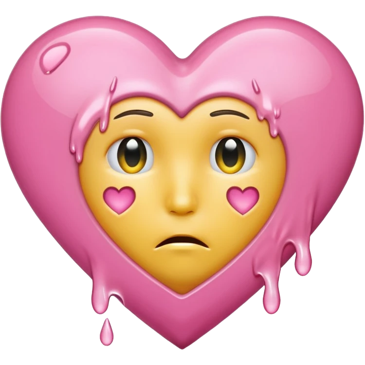 pink heart with a yellow heart crying emoji