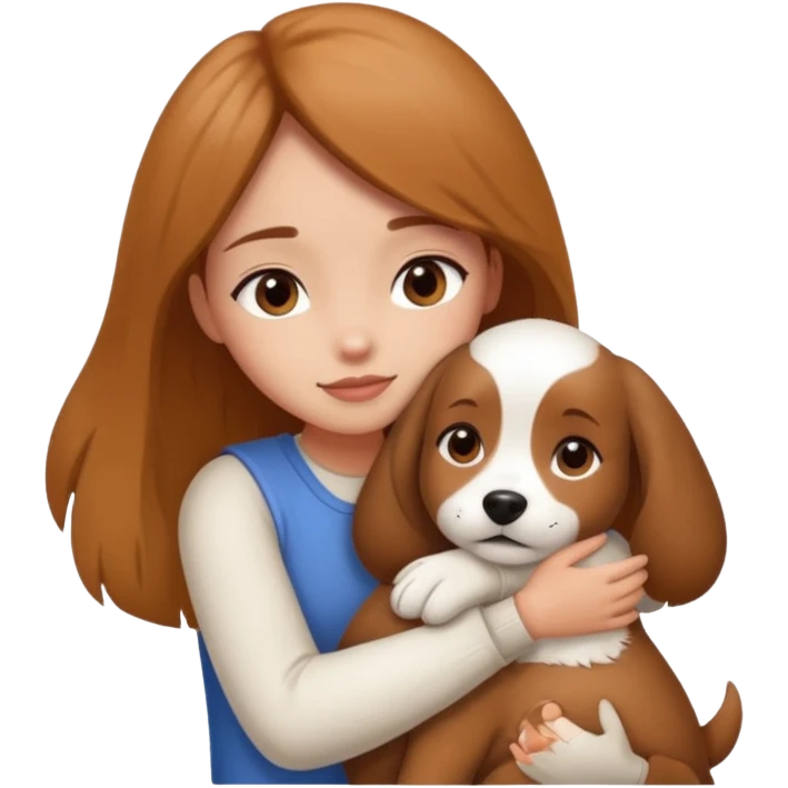 Girl hugs dog emoji