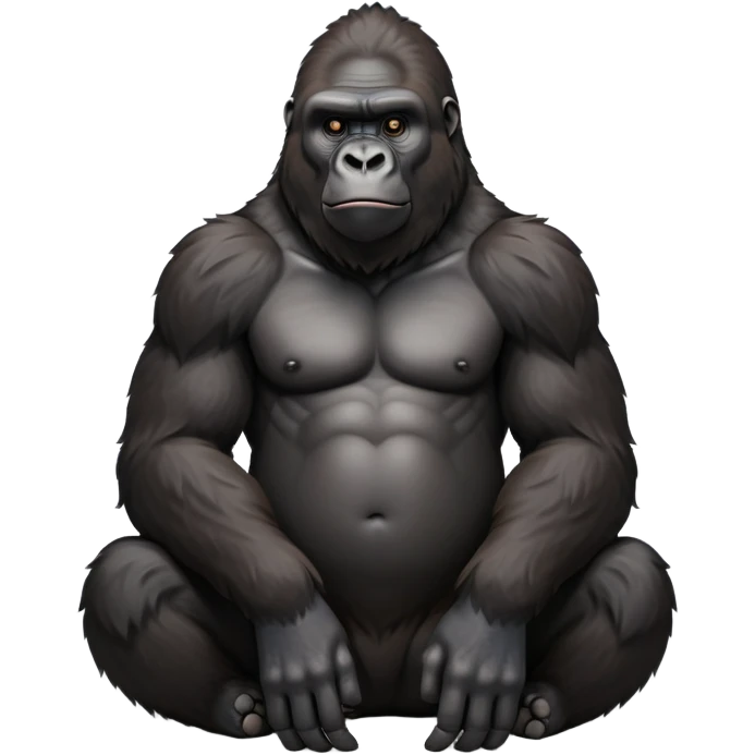 cinematic-gorilla-realistic-full-body-sitting-emoji,-exuding-strength,-thick-dark-fur-in-the-light,-head-tilted-dramatically,-deep-dark-eyes-filled-with-intense-intelligence,-simplified-yet-realistic-focused-features,-highly-detailed,-glowing-with-an-almost-sarcastic-glow emoji
