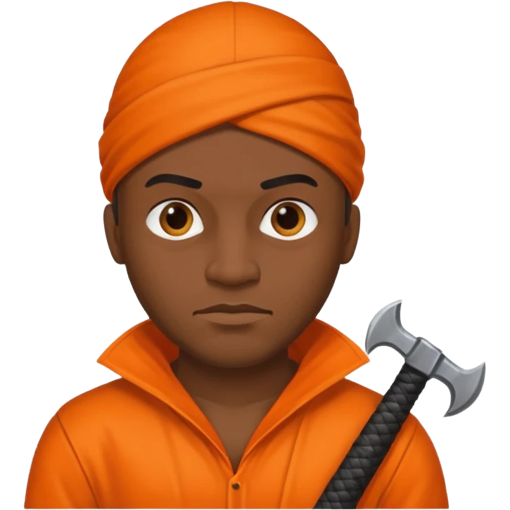 black man executioner in orange suit emoji