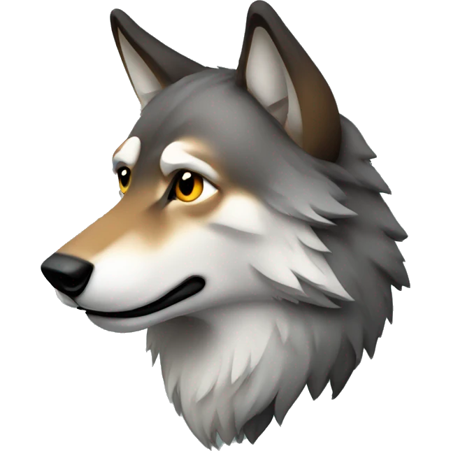 Kind wolf head in profile   emoji