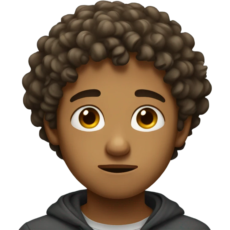 young man curly hair sad emoji