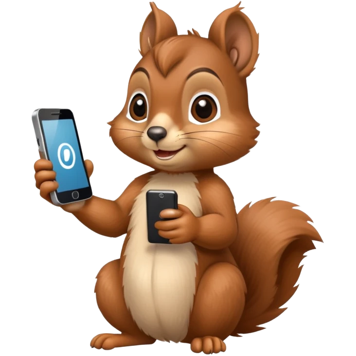 Realistic squirrel holding a phone emoji