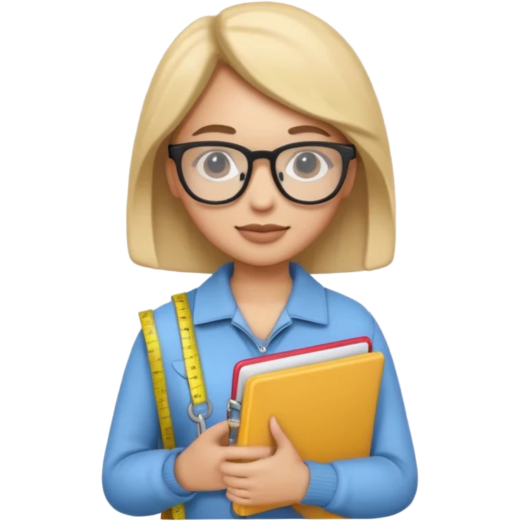 A 3D emoji with a apple Memoji style that the depicts a person who is learning to become a fashion designer as her highchool extended profile. She is young in a highschool age. She has items that are familiar with this job in the field emoji