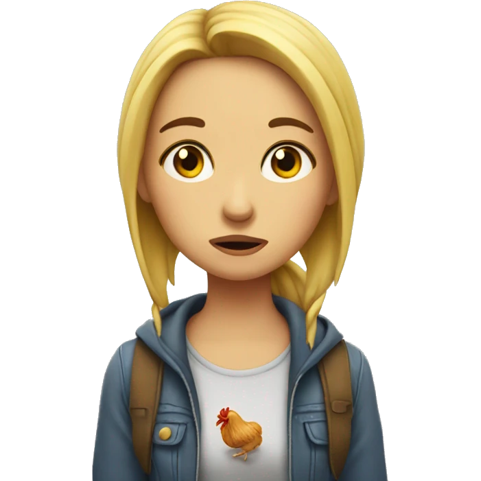 Girl eating chicken sad  emoji