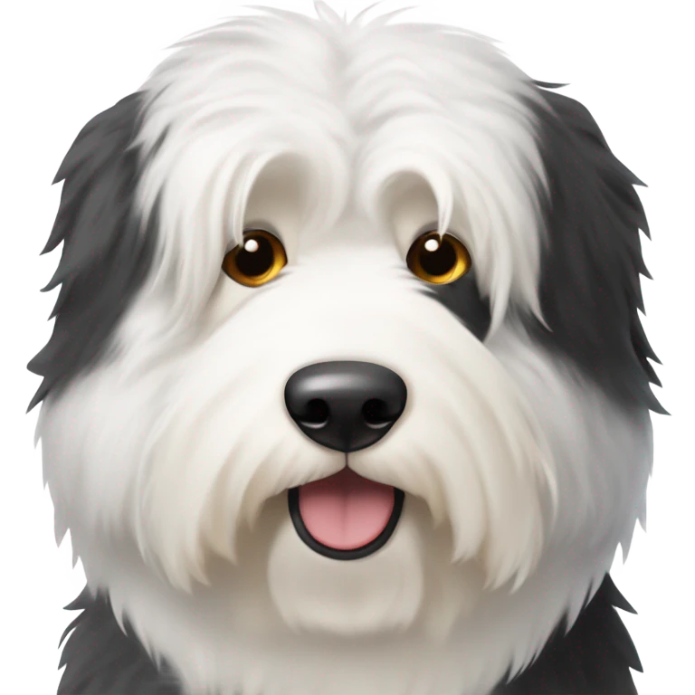 Old English sheepdog with a face that’s half black and half white emoji