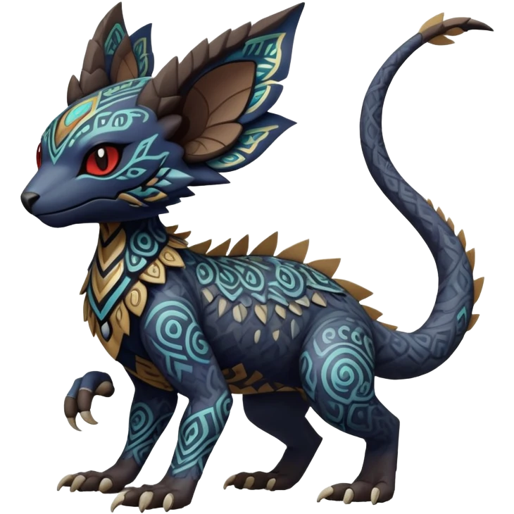 Dark edgy exotic anthropomorphic painted Fakémon-Pokémon-Trico-Vernid-creature emoji