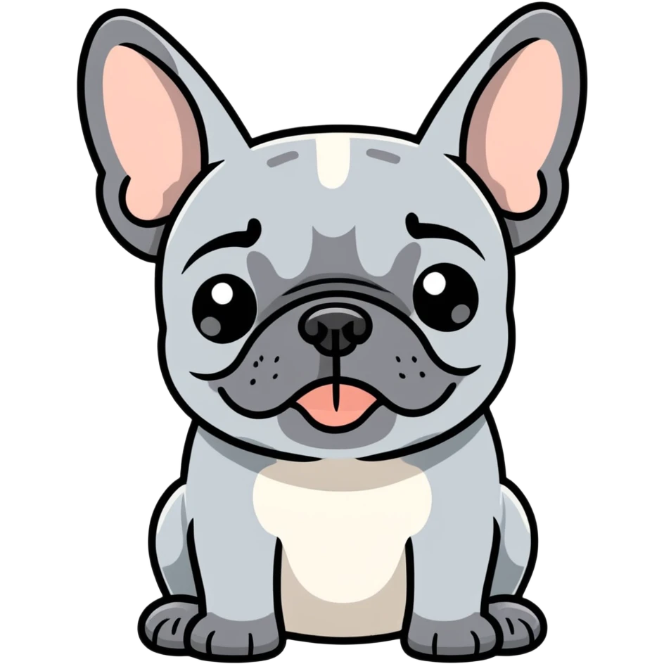 All grey French bulldog crying  emoji