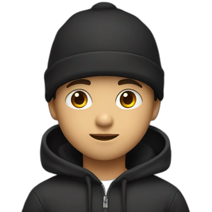 Boy whit black hat and hoodie emoji