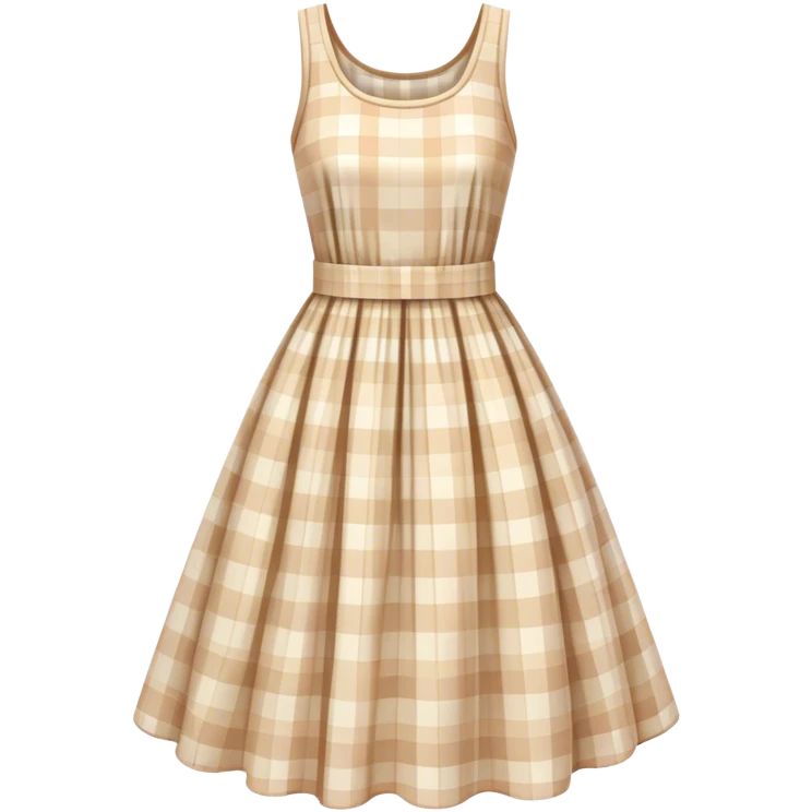 pastel beige plaid spring dress floating in the air emoji