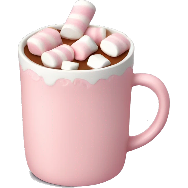 Light Pink mug of hot chocolate with marshmallows  emoji