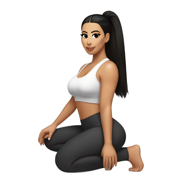 Kim K squatting  in yoga pants emoji
