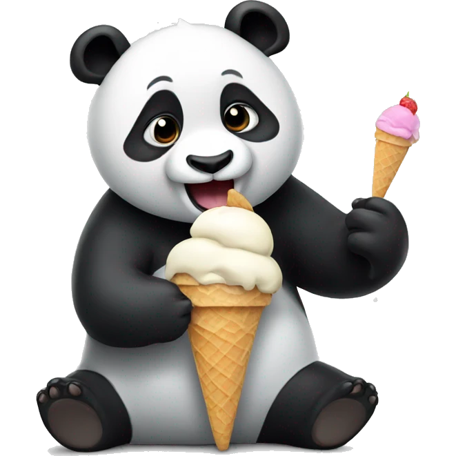 Panda eating ice cream emoji