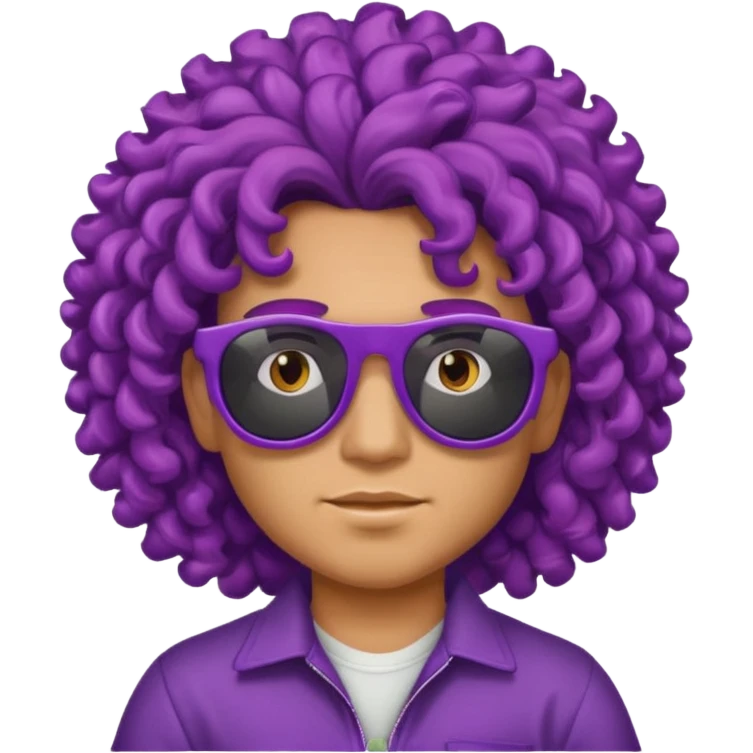 purple haired, curly big haired mexican boy with sunglassess emoji