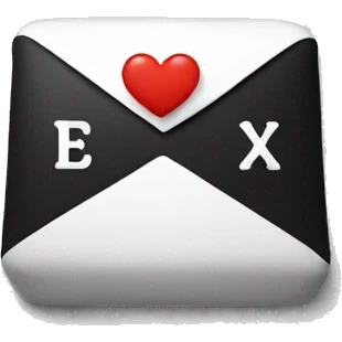 Black letter with a white heart emoji