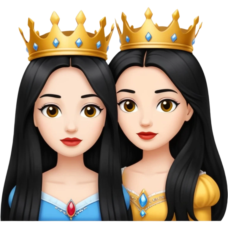 two queens with black long hair emoji