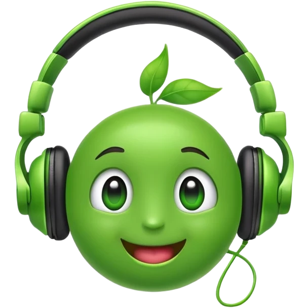 excited green pea with headphones emoji