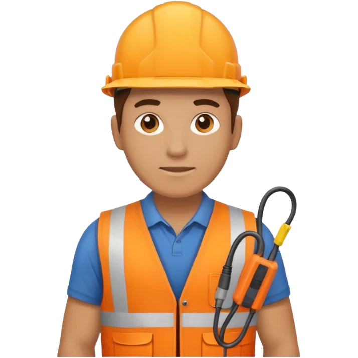 Electrician + cable coil + orange vest, Repair Crew. emoji
